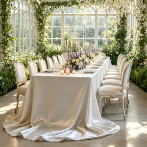 <span class=keywords><strong>Tovaglia</strong></span> Grande Personalizzata in Tessuto Satinato Bianco Avorio per Matrimoni e Feste - Product Image 1