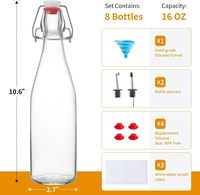 Bouteilles en verre à bouchon basculant de 16 oz pour la fermentation de bière, kombucha, miad, kéfir, extrait de vanille, jus, thé, vin