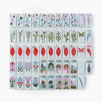 Jeu de tuiles de mahjong américain en acrylique à quatre couches, motif feuilles botaniques vintage, œuvre d'art personnalisée pour les cadeaux en gros et les détaillants de jeux