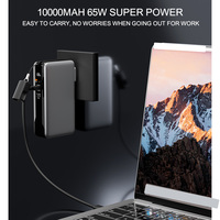 3-en-1 Portable étanche Ultra mince 10000mAh adaptateur de voyage chargeur de batterie externe AC USA/UK/Italie prise extérieure 65W Mobile