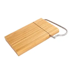 Planche à découper le fromage en bambou avec fil en acier inoxydable coupe-fromage