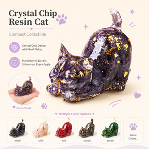 Ornement de chat en résine avec copeaux de cristal colorés et feuille d'or, <span class=keywords><strong>figurine</strong></span> animale pour décoration de collection - Product Image 5
