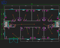 Maison conteneur préfabriquée extensible de 40 pieds (72 m²) pour bureau de chantier, dortoir ou salle de réunion, avec 7 chambres, 2 salles de bain et salon