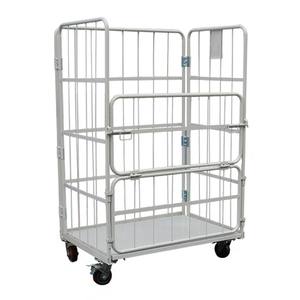 Chariot de stockage <span class=keywords><strong>standard</strong></span> d'OEM d'unité centrale d'acier enduit de poudre d'entrepôt de travail de chariot de cage de roulement pliable résistant - Product Image 1