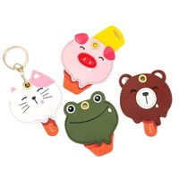 Porte-clés en cuir en forme de crème glacée animale, motif dessin animé amusant, breloque pour clé de voiture, pendentif de sac pour couples, vente en gros