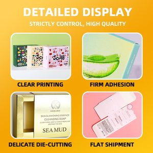 Cajas de embalaje de impresión de doble cara con logotipo personalizado para velas, cosméticos, cuidado de la piel con revestimiento de esponja en relieve, arte - Product Image 4