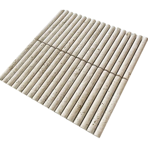 S024 Carreaux de mosaïque en marbre cannelé en pierre calcaire naturelle <span class=keywords><strong>travertin</strong></span>, écologiques, résistants à l'eau, épaisseur 10 mm pour salle de bain - Product Image 2