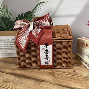 特注手作り木製ラタンバスケットピクニックウィッカーウィローピクニックバスケットセット2用 - Product Image 3