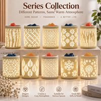Diffuseur de cire électrique en céramique avec motif ajouré, lumière LED, brûleur d'huile parfumée, lampe aromatique pour la décoration intérieure