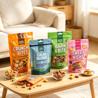 Sachets personnalisés imprimés recyclables à fermeture éclair avec poignée et fenêtre transparente, emballages alimentaires pour snacks, bonbons et noix