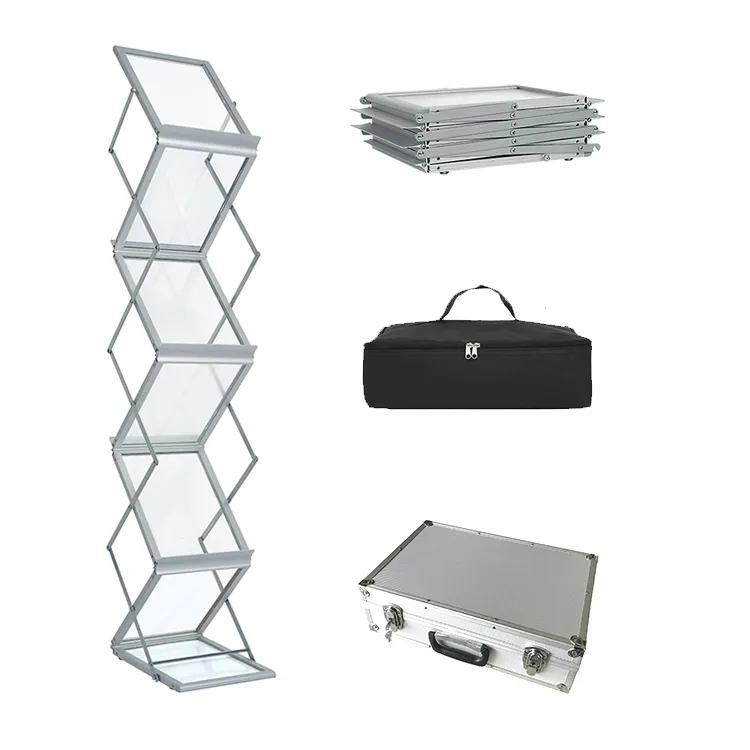 Aluminum extrusion profiles acrylic flooring Magazine exhibition trade show Brochure Catalogue display rack shelf