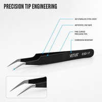 Pincettes de précision antistatiques ESD, outils d'assemblage à pointe fine en acier inoxydable pour la réparation électronique