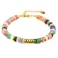 Bracelet de perles plates en cristal rose et blanc naturel, plaqué or, bijou de charme exquis pour femme