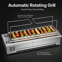 Nouveau Grill Électrique Rotatif Automatique Sans Fumée en Acier Inoxydable pour Brochettes de Mouton, 16 Brochettes, 3400W, Multifonctionnel Intérieur/Extérieur