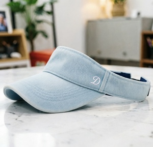 Custom New Arrival Custom Logo Unisex Denim Visor Cap Breathable Summer Sun <b>Hat</b> for Golf Tennis Beach Travel - Product Image 5