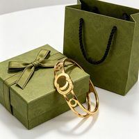 Bracelet manchette tendance en acier inoxydable plaqué or 18 carats PVD, bijoux de créateur de marque célèbre pour femmes