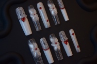 Faux ongles complets en forme d'amande, design gothique démoniaque fait à la main, strass, écologiques, portables sur les doigts, ongles pressés, 10 pièces