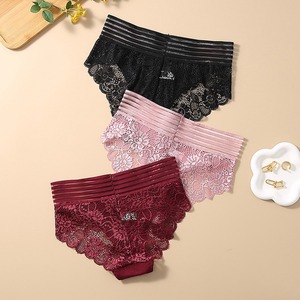Mutandina di cotone a <span class=keywords><strong>vita</strong></span> <span class=keywords><strong>alta</strong></span> elastica in <span class=keywords><strong>pizzo</strong></span> da donna - Product Image 2