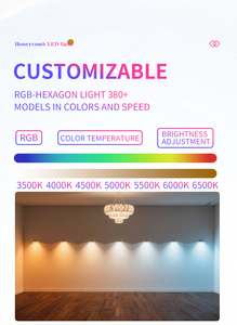 Xách tay 5000K chúng tôi hình lục giác LED RETRO làm việc ánh sáng lạnh trắng RGB honeycomb10 20 hình lục giác hội thảo Bảng điều chỉnh chi tiết chiếu sáng cho nhà để xe - Product Image 3