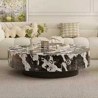 Table basse en marbre italien, de forme ronde, adaptée au salon, à un usage domestique, design minimaliste, style haut de gamme, couleur crème