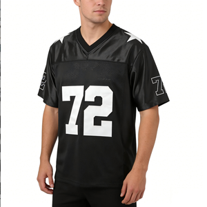 Individuell Bedruckter OEM-Service Herren V-Ausschnitt Polyester/Baumwolle Mesh Sommer T-Shirts Übergroße Vintage Boxy Retro Fußball-T-Shirts - Product Image 3