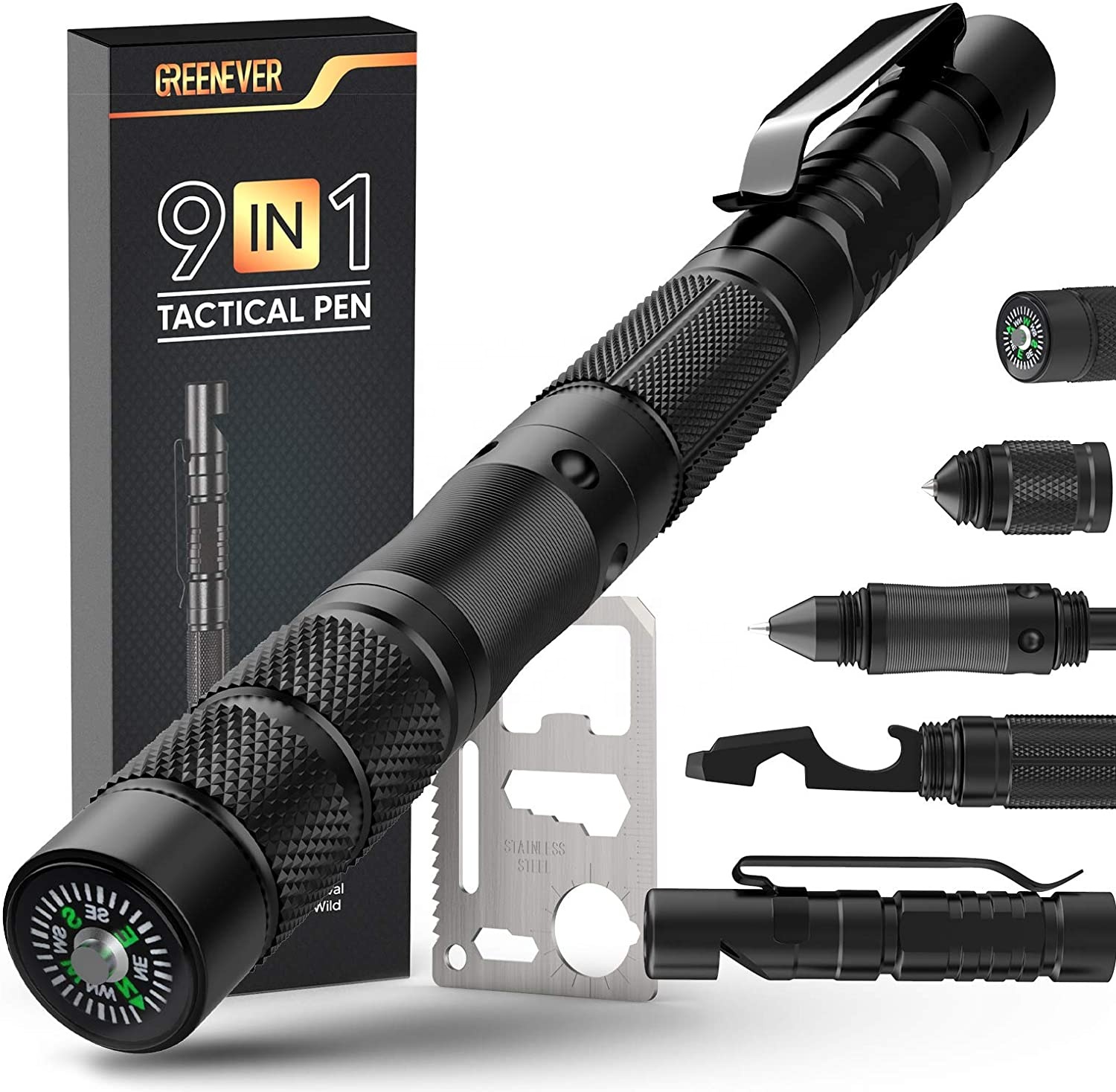 Tactical Pen Self Defense Survival Gadget - LED Flashlight + Window Breaker - EDC Pocket Gear