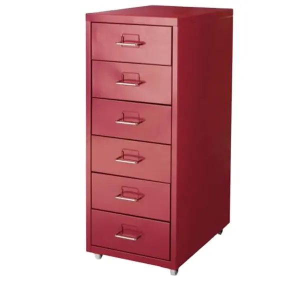 under desk red color helmer mobile 6-tier thin six drawers steel cabinet for Korea/tall narrow chest of 6 drawers