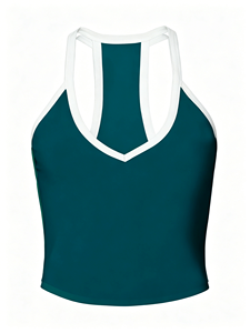 Camisetas sin mangas con cuello en V para mujer, de color sólido, tejidas, transpirables, informales - Product Image 2