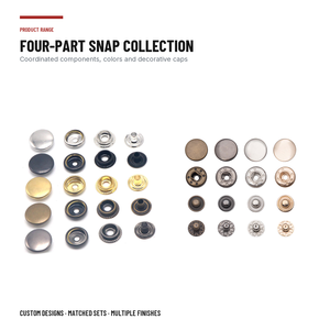 <span class=keywords><strong>Boutons</strong></span>-pression métalliques décoratifs personnalisés en laiton et alliage de zinc à quatre parties pour vêtements - Product Image 2