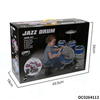 Batterie de Jazz en Métal Électroplaqué pour Enfants avec Siège, Grand Ensemble d'Instruments de Musique à Percussion en Acier