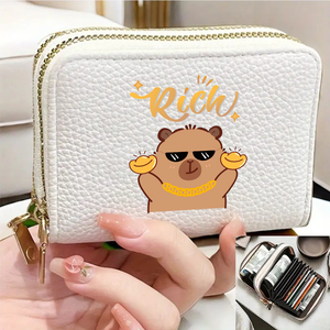 À la mode et mignon Mini court dessin animé portefeuille pour femmes en cuir PU Double fermeture éclair portefeuille <span class=keywords><strong>carte</strong></span> d'identité banque porte-<span class=keywords><strong>carte</strong></span> Clip - Product Image 3