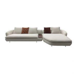 <span class=keywords><strong>Canapé</strong></span> d'angle minimaliste incurvé et durable avec fonction inclinable, en <span class=keywords><strong>tissu</strong></span> polaire Teddy, pour salon - Product Image 4