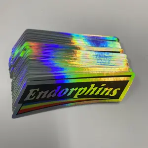Waterproof Rainbow Laser Hologram Sticker Custom Logo Notebook Decorative Die Cut Glitter Holographic Sticker Label