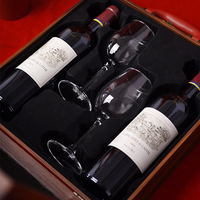 Bouteille de vin par Sublimation en cuir, coffret cadeau de stockage en bois avec Double emballage de verres à vin pour Double bouteille de vin
