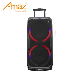 New Innovation dual 8 inch 80 Watt dj party bass outdoor portable rgb light karaoke wireless bt use aux tws boombox speaker