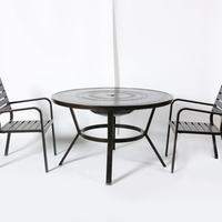 Fulin Foshan Factory vend en gros des meubles d'extérieur, table en aluminium pour restaurant, ensemble de salle à manger avec barbecue
