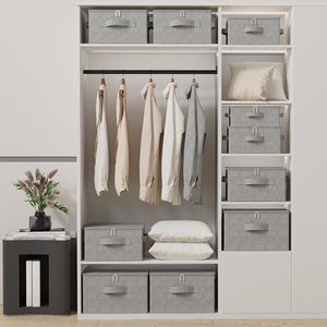 Caja de Almacenamiento de Tela Apilable y Plegable <span class=keywords><strong>con</strong></span> Tapa <span class=keywords><strong>con</strong></span> Cierre y Asa, Carcasa Rígida y Lavable - Product Image 5