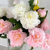 Fleur artificielle de pivoine à 3 têtes de haute qualité pour la décoration intérieure, fleur artificielle courante pour la décoration de mariage