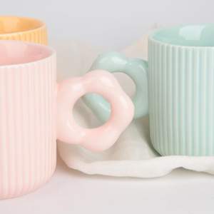 Christian Tassen Latte Nordic Style Keramik Kaffeetassen Anpassbare Langlebige Reise Tee tasse Mit Blumen griff - Product Image 4