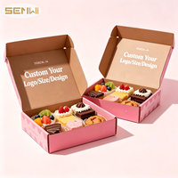 Boîte à pâtisserie rose recyclable avec laminage mat personnalisé, emballage de boulangerie en kraft, boîte pliable pour cupcakes, biscuits, mini-gâteaux, desserts, personnalisable