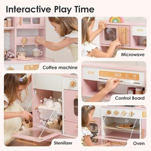 Realistic Pink Wooden Play <strong>Kitchen</strong> for Kids with 15 <strong>Fun</strong> Accessories &amp; Storage Inspiring Pretend Play &amp; Food Toys - Product Image 5