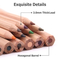 Crayons de couleur 12 couleurs, corps hexagonal en bois de cèdre naturel, non toxiques, pour dessin, coloriage, croquis, boîte de couleur, logo personnalisé OEM