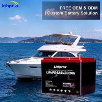 Batterie LiFePO4 à décharge profonde 24V 200AH 5KW Grade A Marine Bluetooth Smart BMS Prise Anderson 6000 Cycles CE RoHS IP67 OEM ODM