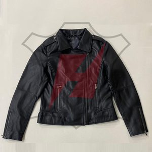 Nouvelle arrivée Veste en cuir véritable de qualité supérieure pour femmes Style décontracté avec fermeture éclair Vestes en cuir pour femmes - Product Image 4