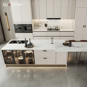 SUOFEIYA Custom Luxury Modern White Glossy Wood PVC Kitchen Cabinetry Set Designs