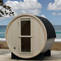 HELIUS sauna de luxe en bois massif de cèdre sauna traditionnel à vapeur 2 places panoramique en verre brun sauna tonneau de grande taille pour spa de bien-être