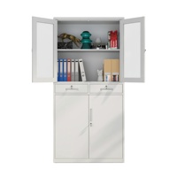 Archivador de Acero Moderno Zhenke 2026 con 2 Cajones y 2 Puertas de Vidrio, Mueble de Almacenamiento para Oficina y Archivo Gubernamental