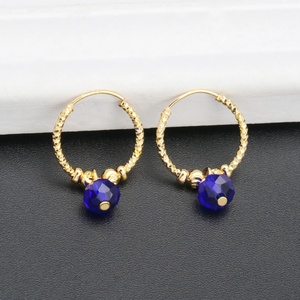 Boucles d'oreilles créoles JXX tendance plaquées or 24 carats avec perles de zircon colorées, cadeau idéal pour femme - Product Image 3