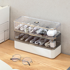 Boîte de rangement pour câbles de données de bureau avec organisateur de câbles de charge, support de câble d'alimentation pour le rangement des chargeurs de téléphone portable - Product Image 1
