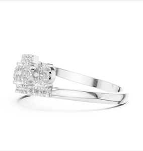 Pear Cut Diamond Fashion <b>Ring</b> In <b>14K</b> White <b>Gold</b> With Elegant Bypass Shape For Statement Jewelry Pieces From India - Product Image 6